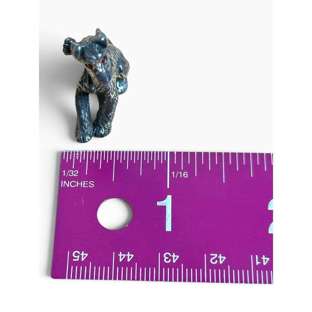 Vintage Silver Tone Terrier Dog Brooch Pin Red Rhinestone Eyes Figural 1960s - Picture 8 of 8